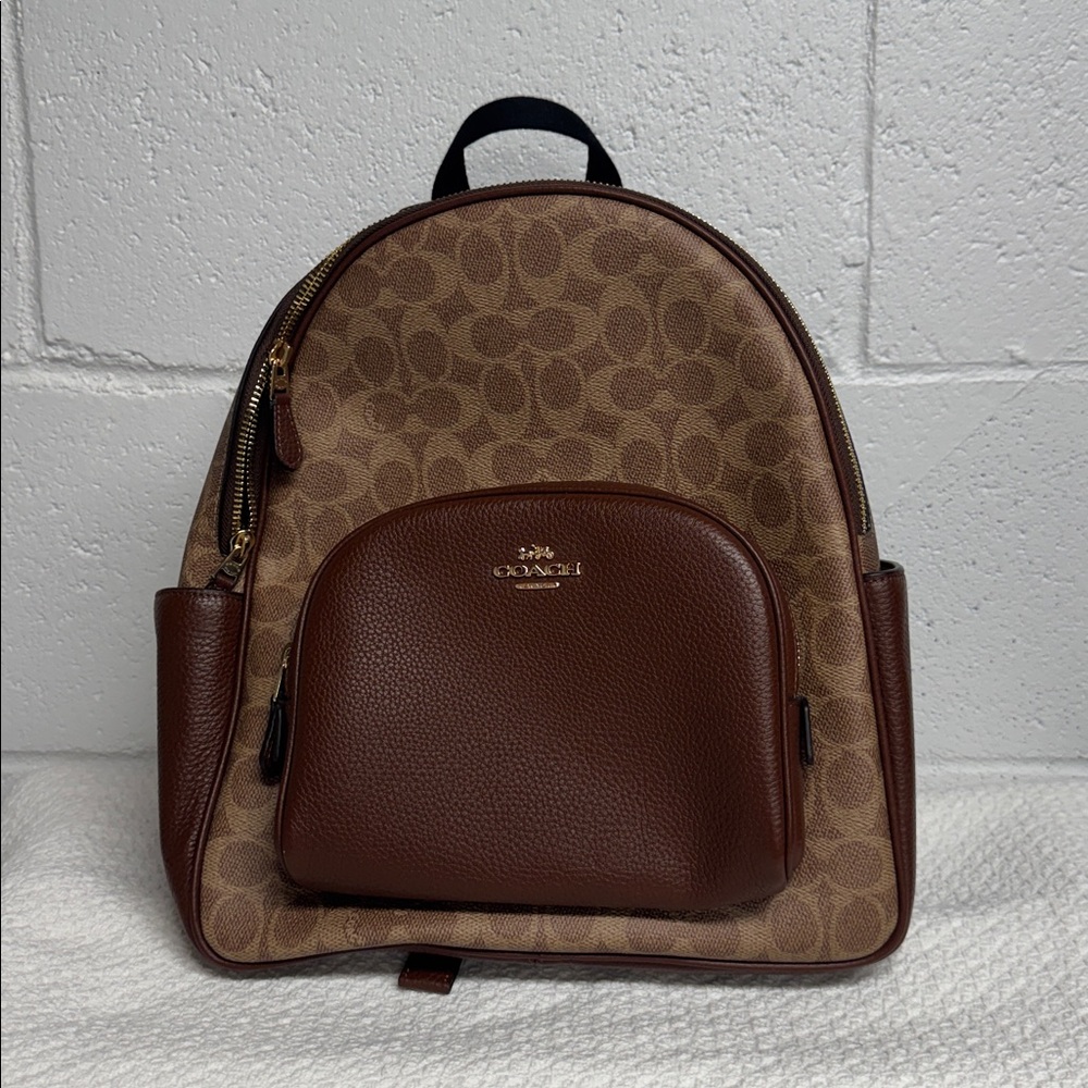 Coach Tan and Brown Signature Backpack
